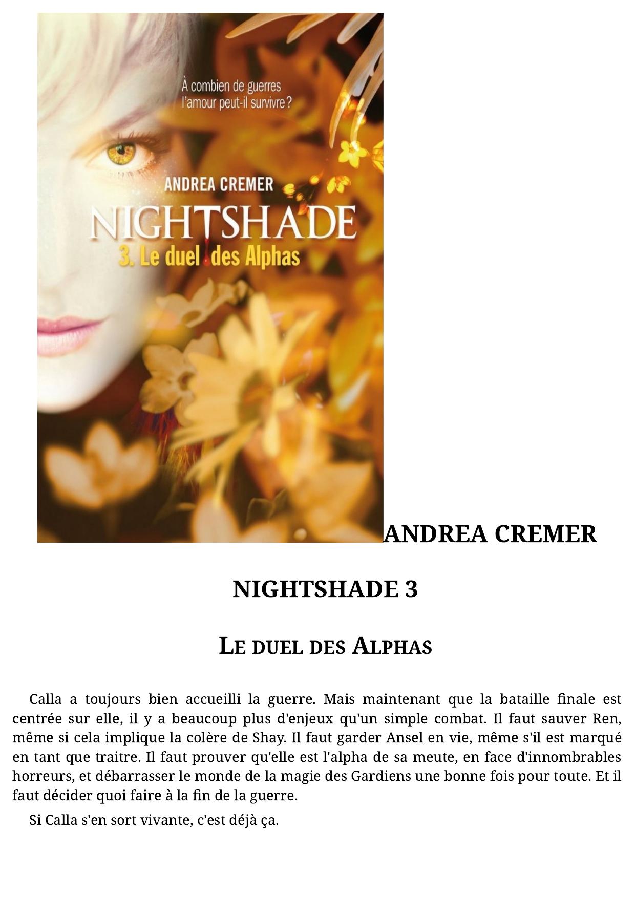 Cremer Andrea - Le Duel Des Alphas - Nightshade T3