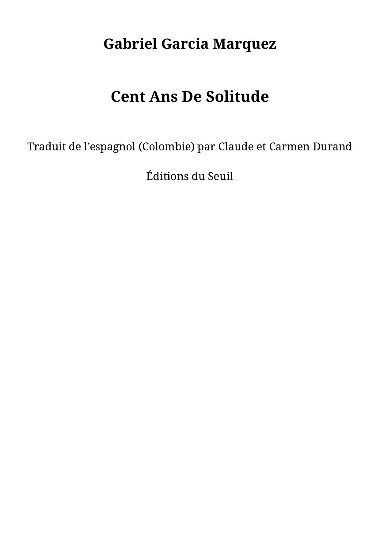 Cent ans de solitude